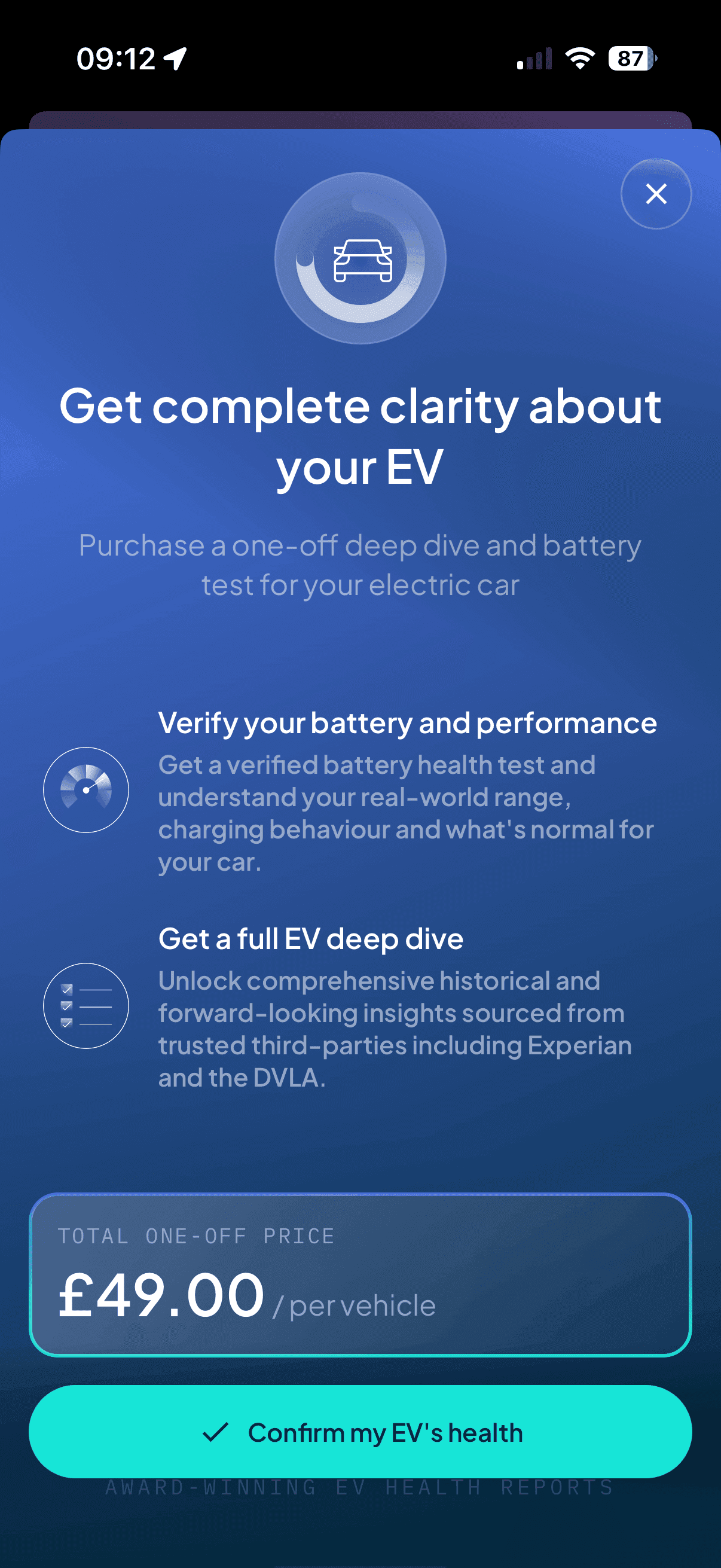 Go deeper screen in the ClearWatt app